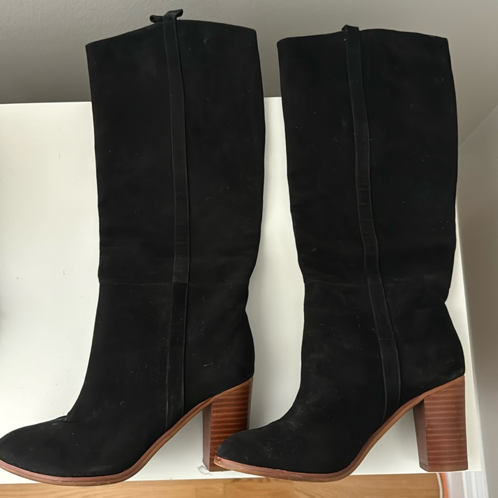 Splendid (from Anthropologie) black suede heeled boots